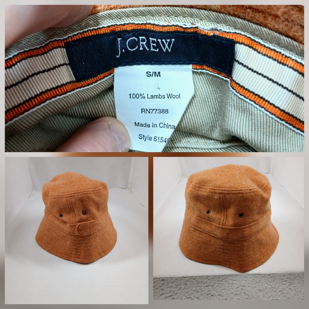 J.Crew‎ Lambswool Bucket Hat S/M Orange Wool Blend Fall Winter Streetwear